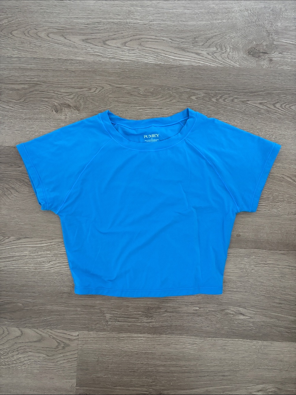 Womens Blue Cropped Crewneck Top